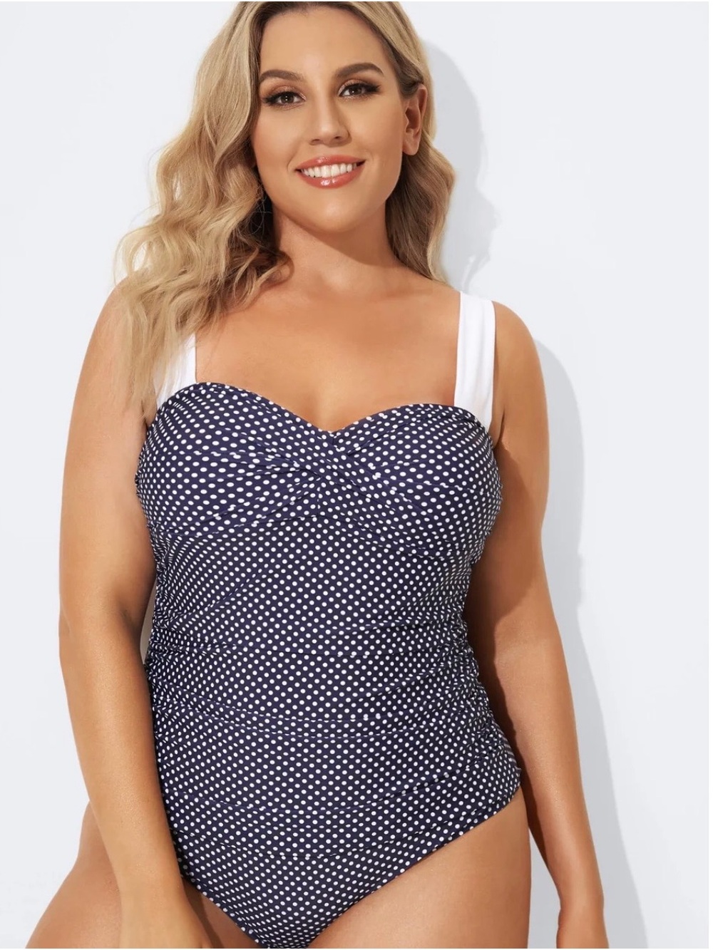 Polka Dot Navy Plus-Size One-Piece Swimsuit by
